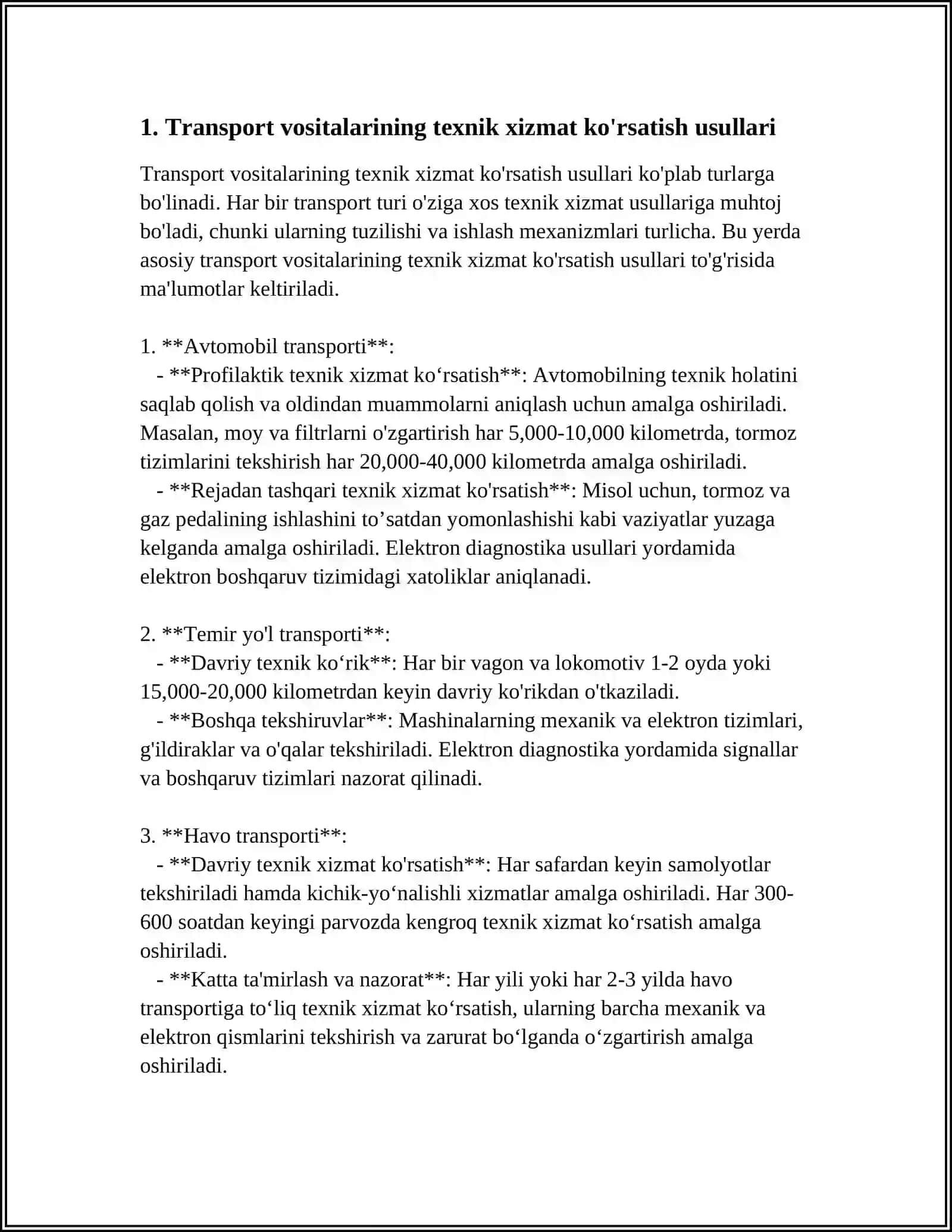 TRANSPORT VOSITALARINING TEXNIK XIZMAT KO'RSATISH USULLARI 3