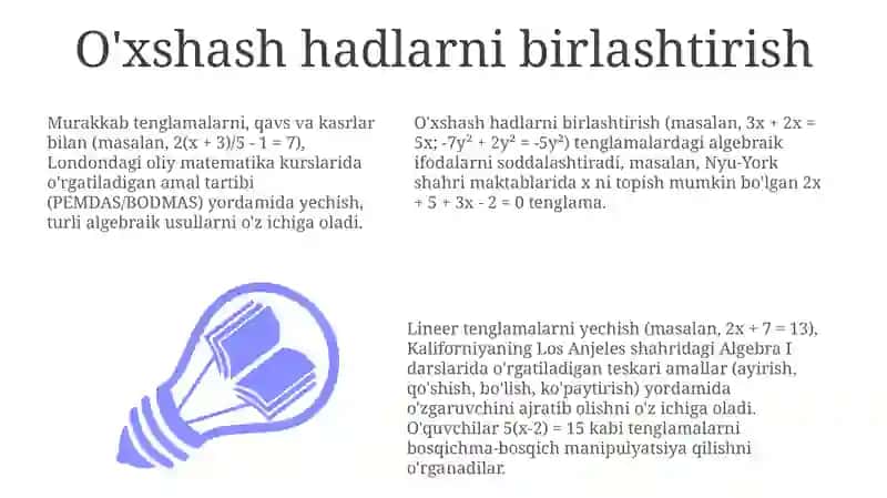 Algebraik masalalarni yechishga o'rgatish 3