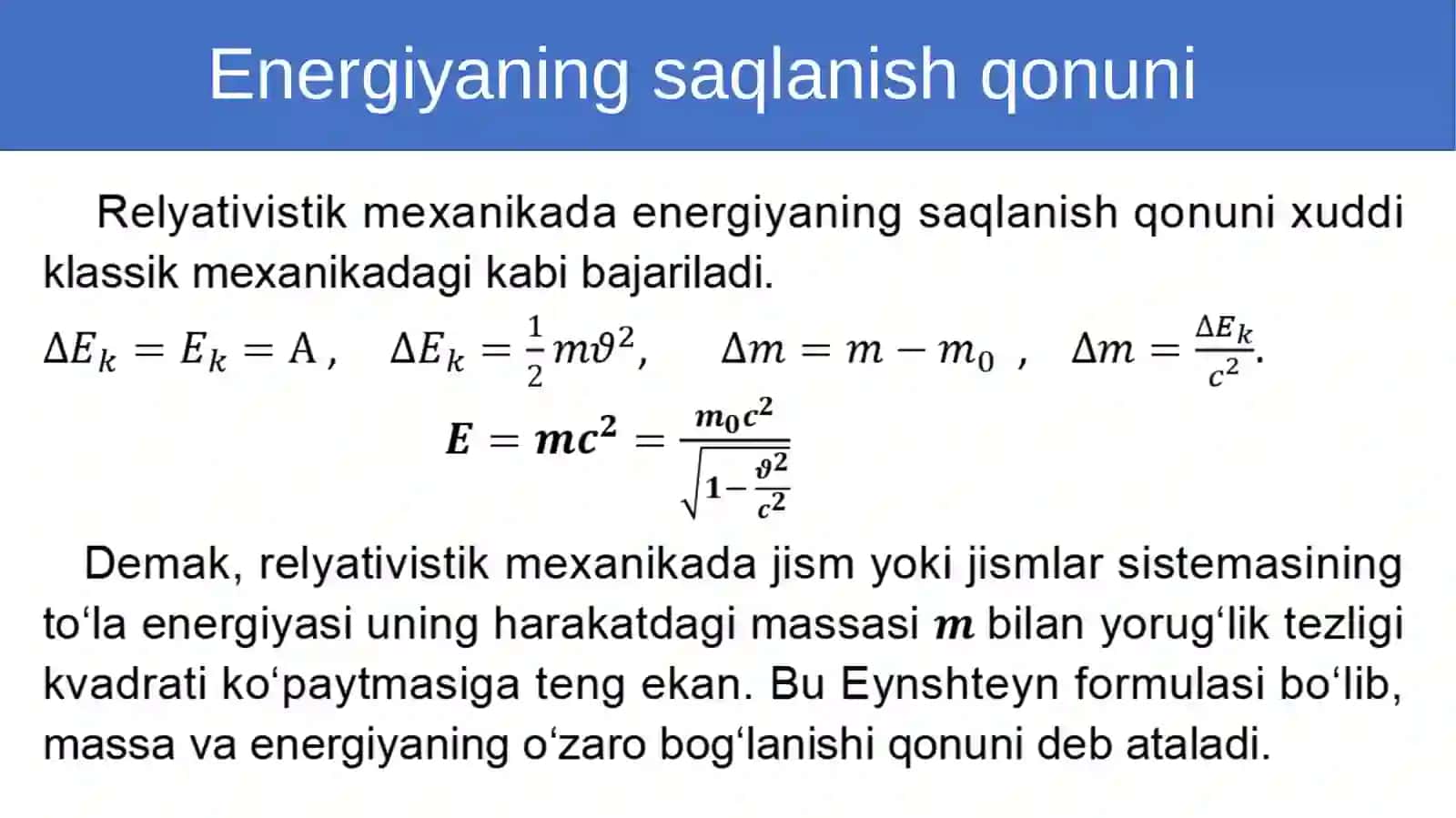Massaning tezlikkabog‘liqligi 3
