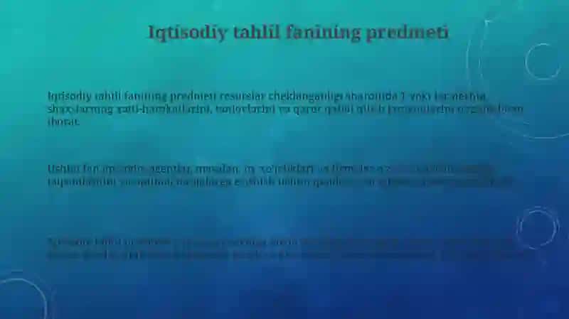 Iqtisodiy tahlil fanining predmeti 3