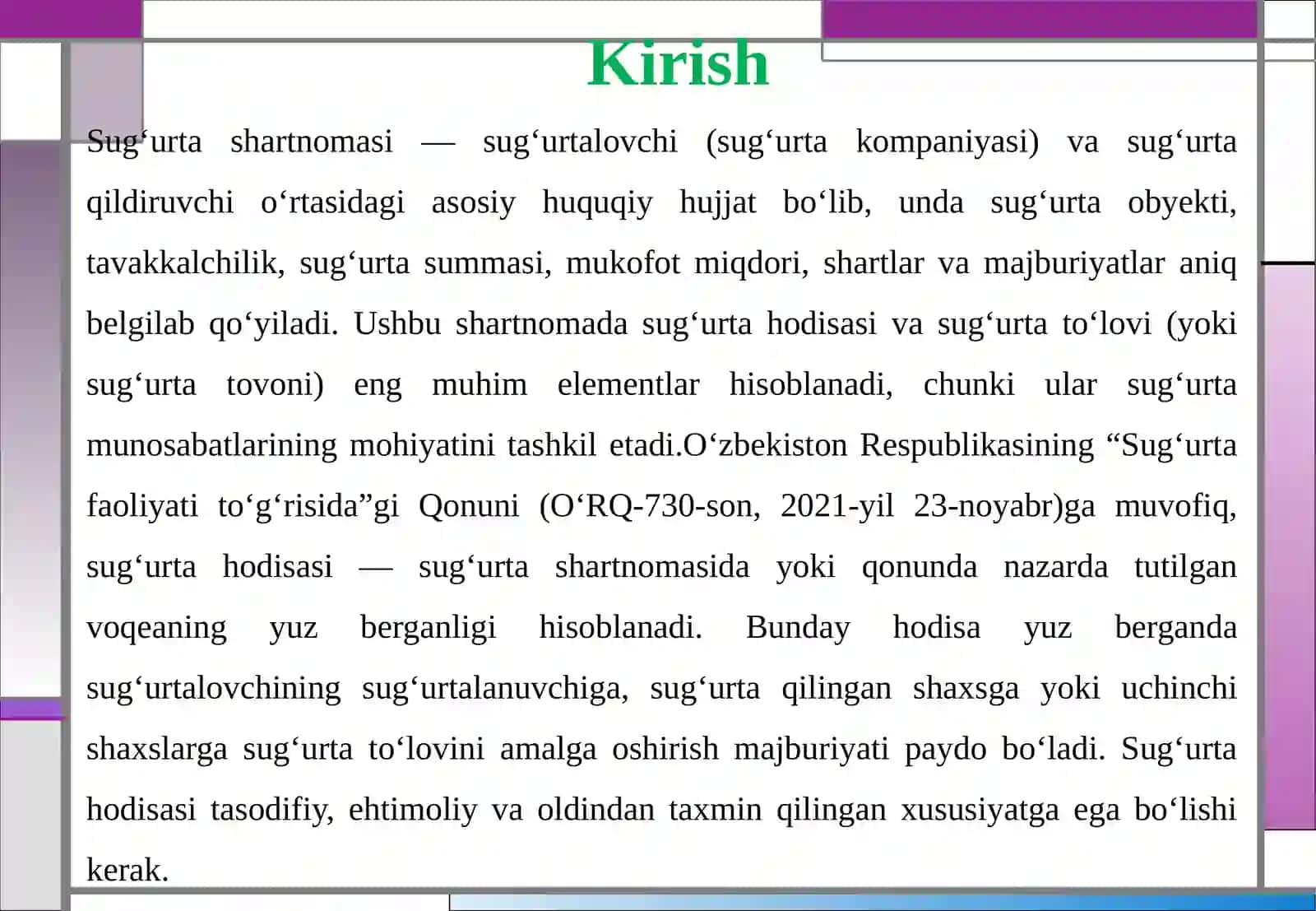 Sugʻurtashartnomasi va sugʻurtahodisasi va sugʻurta qildirovchi 3