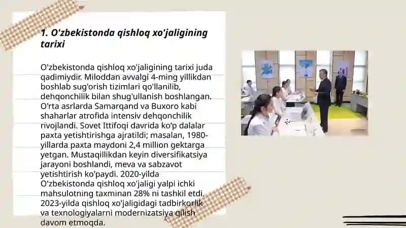 O'zbekistonda qishloq xo'jalikni o'rni 3