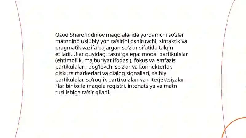 Ozod Sharofiddinov maqolalarida yordamchi so’zlar uslubiyati 3