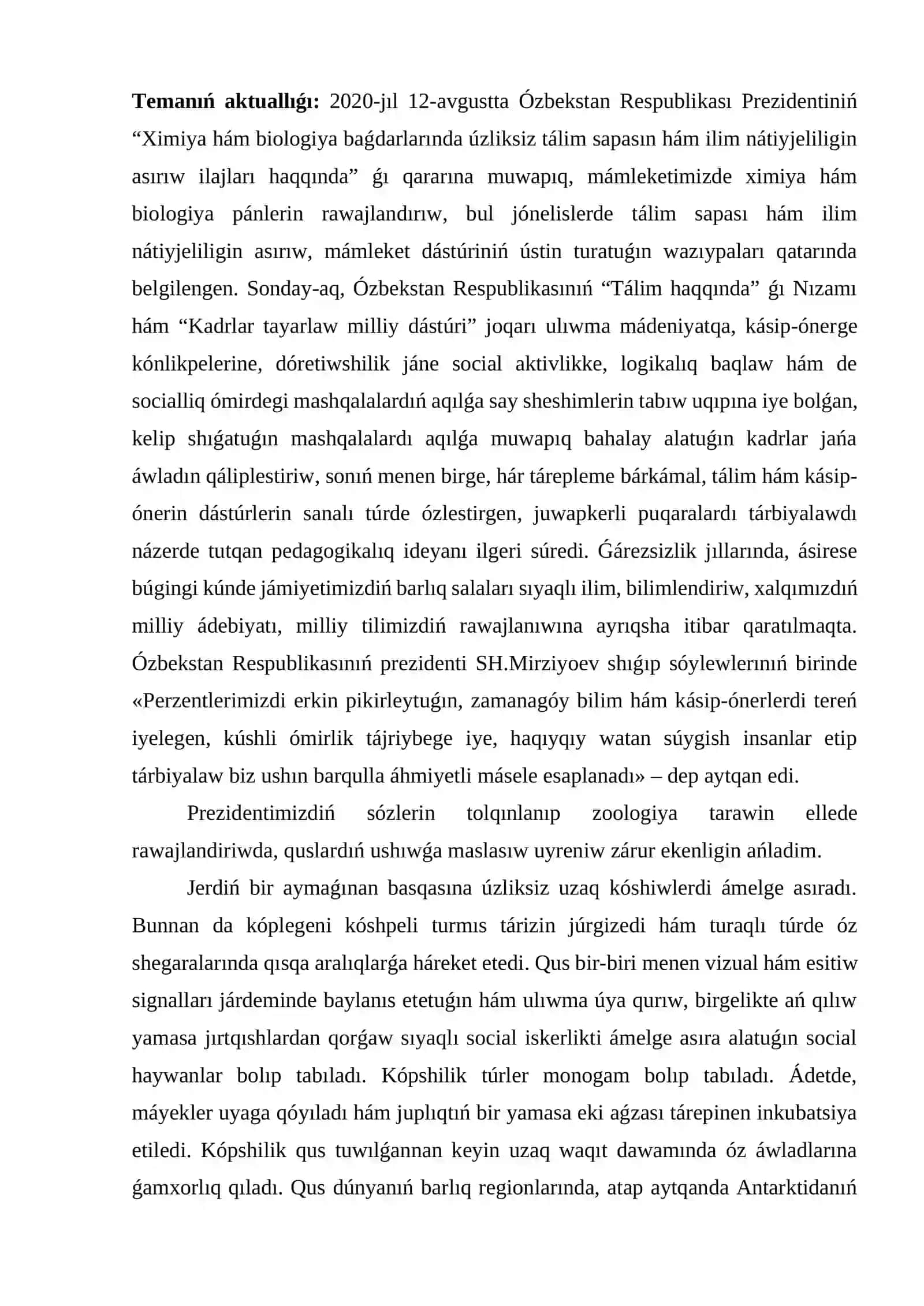 Quslardıń ushıwǵa maslasıw belgileri, ushıw túrleri 3