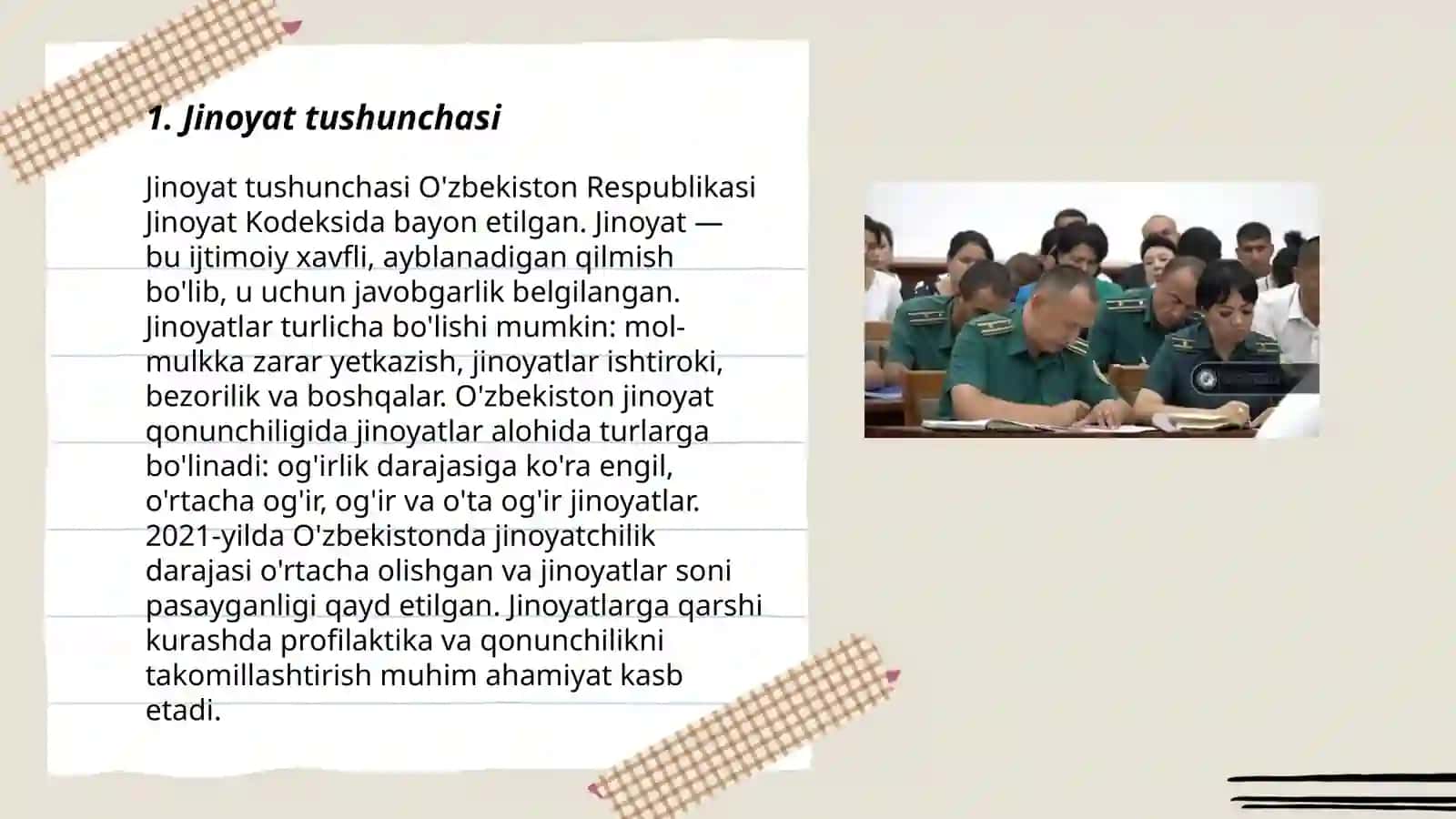 Jinoyatlarni tasniflash. Jinoyatni boshqa huquqbuzarliklardan farqi 3