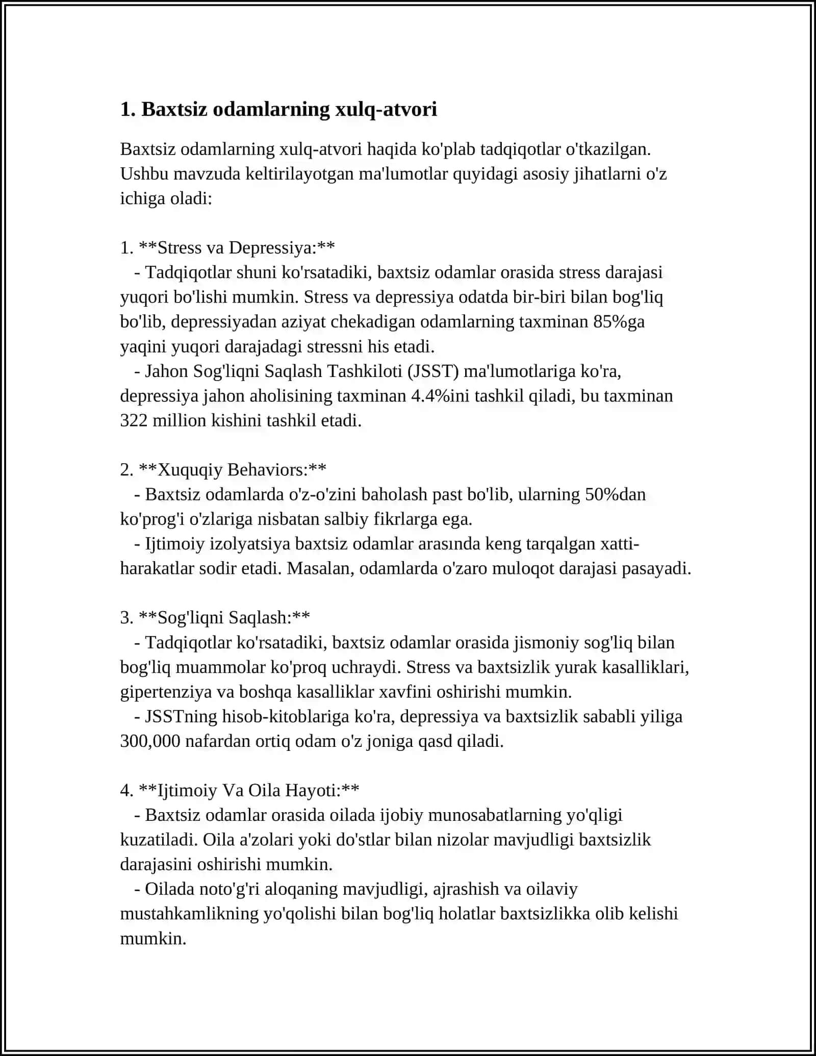 A. FITRATNING " RAHBARI NAJOT" RISOLASIDAGI "BAXTSIZ ODAMLARNING IKKI TOIFASI" OID GʻOYALAR BOʻYICHA ESSE 3