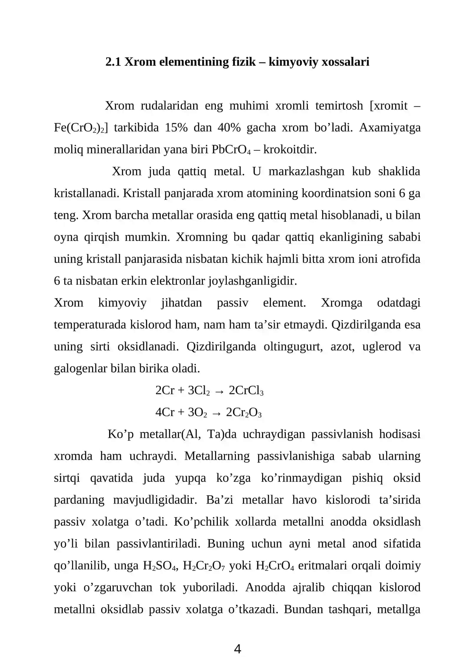 Xrom (III) oksidning fizikaviy va kimyoviy xossalari 3