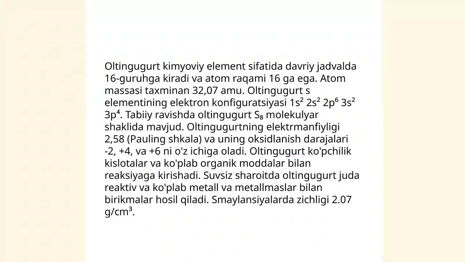 Oltingugurt va uning birikmalari mavzusini oʻqitishda kimyoviy tajribalar 3