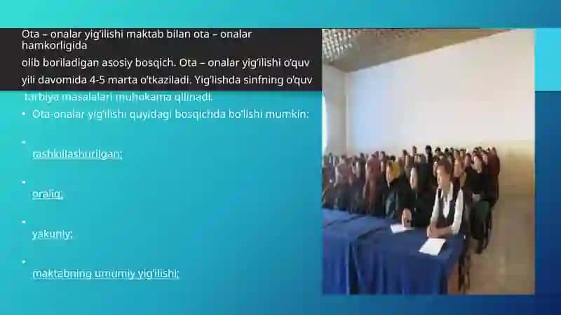 Ota-onalar majlisini tashkil qilish va o’tkazish 3
