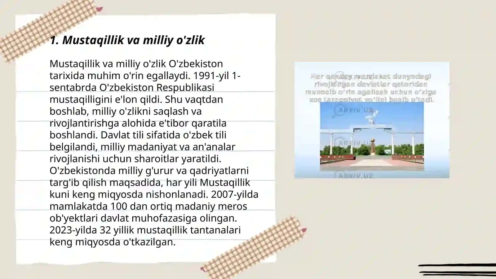 Mustaqillik va milliy o'zlik 3