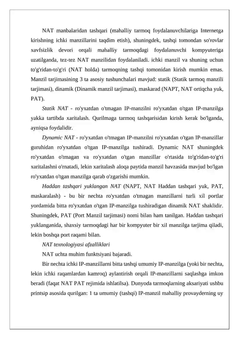 MARSHRUTIZATORLARDA NAT (DYNAMIC) TEXNOLOGIYASINI SOZLASH 3