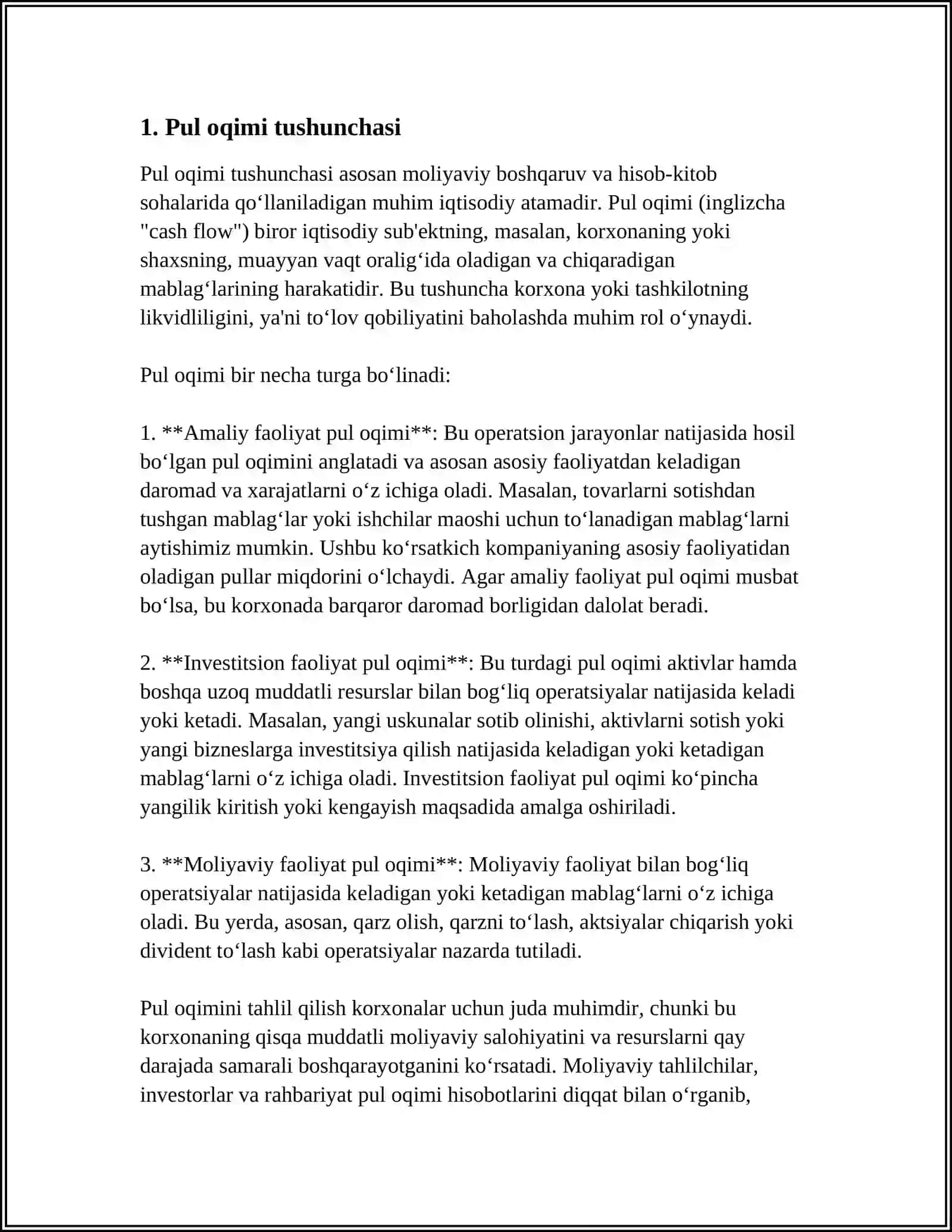 Pul oqimi tushunchasi 3