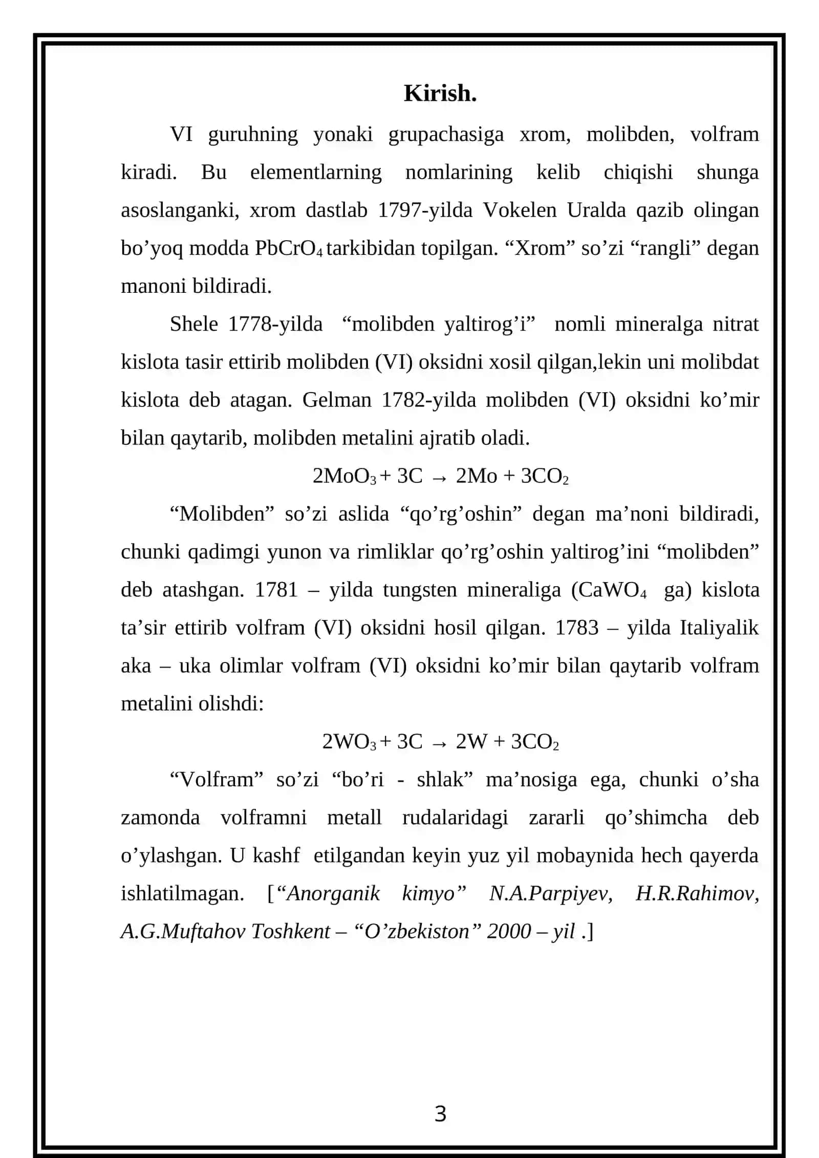 Xrom (III) oksidning olinishi va xossalari 3