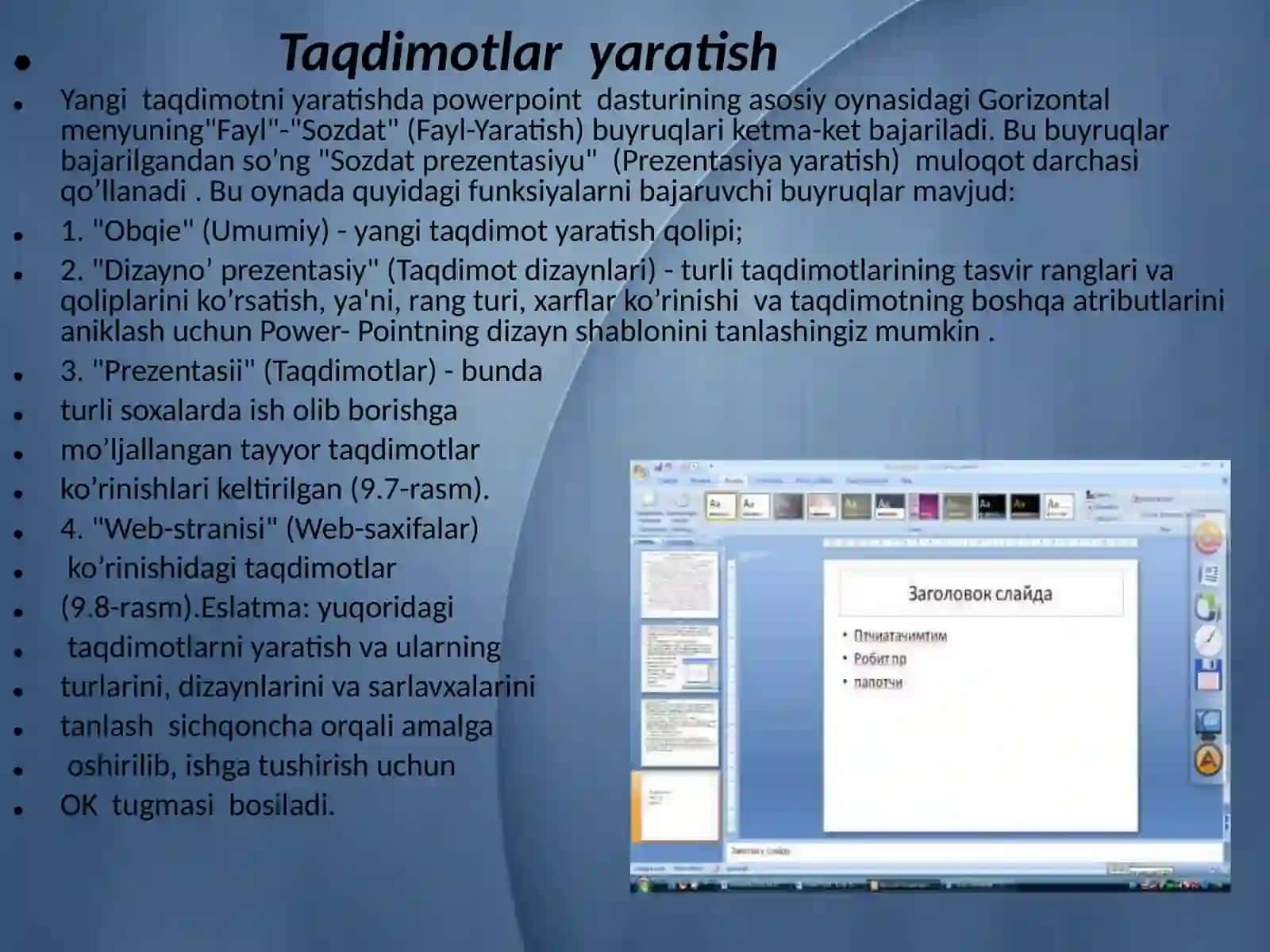 Power Point taqdimot dasturi 3