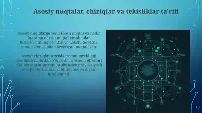 Osmon sferasining asosiy nuqtalari, chiziqlari va tekisliklari 3