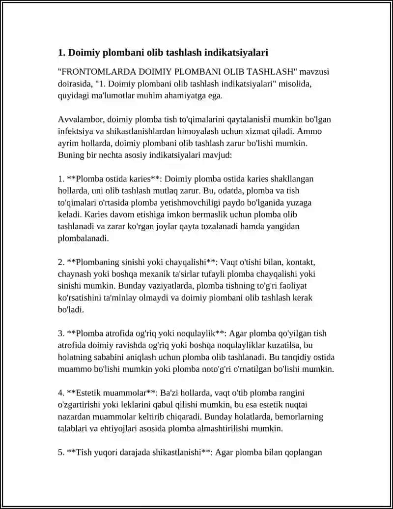 FRONTOMLARDA DOIMIY PLOMBANI OLIB TASHLASH 3