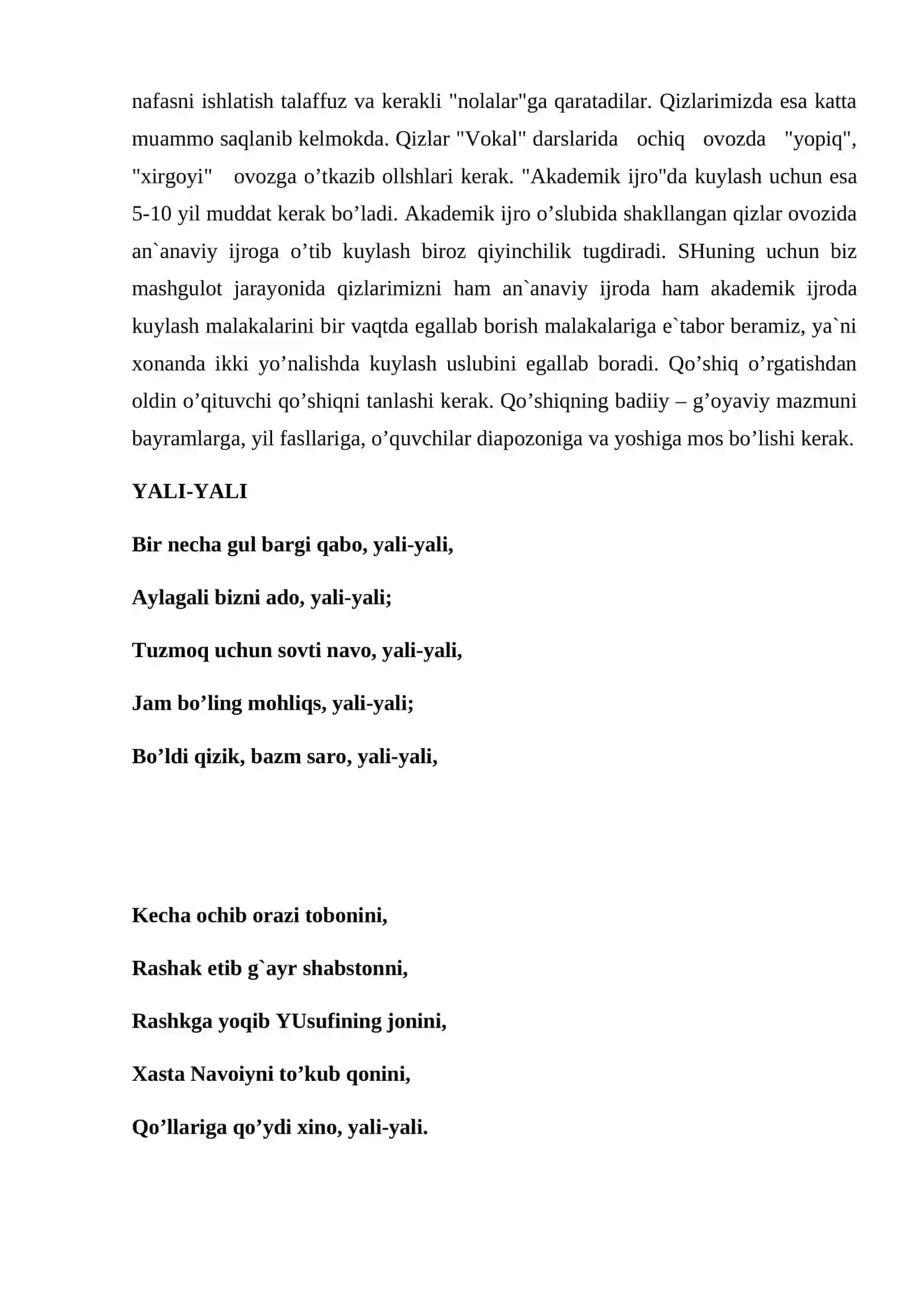An’Anaviy xonandalik namunalaridan biri yali-yali ashullasini o’quvchilarga o’rgatish usullari va metodlari 3