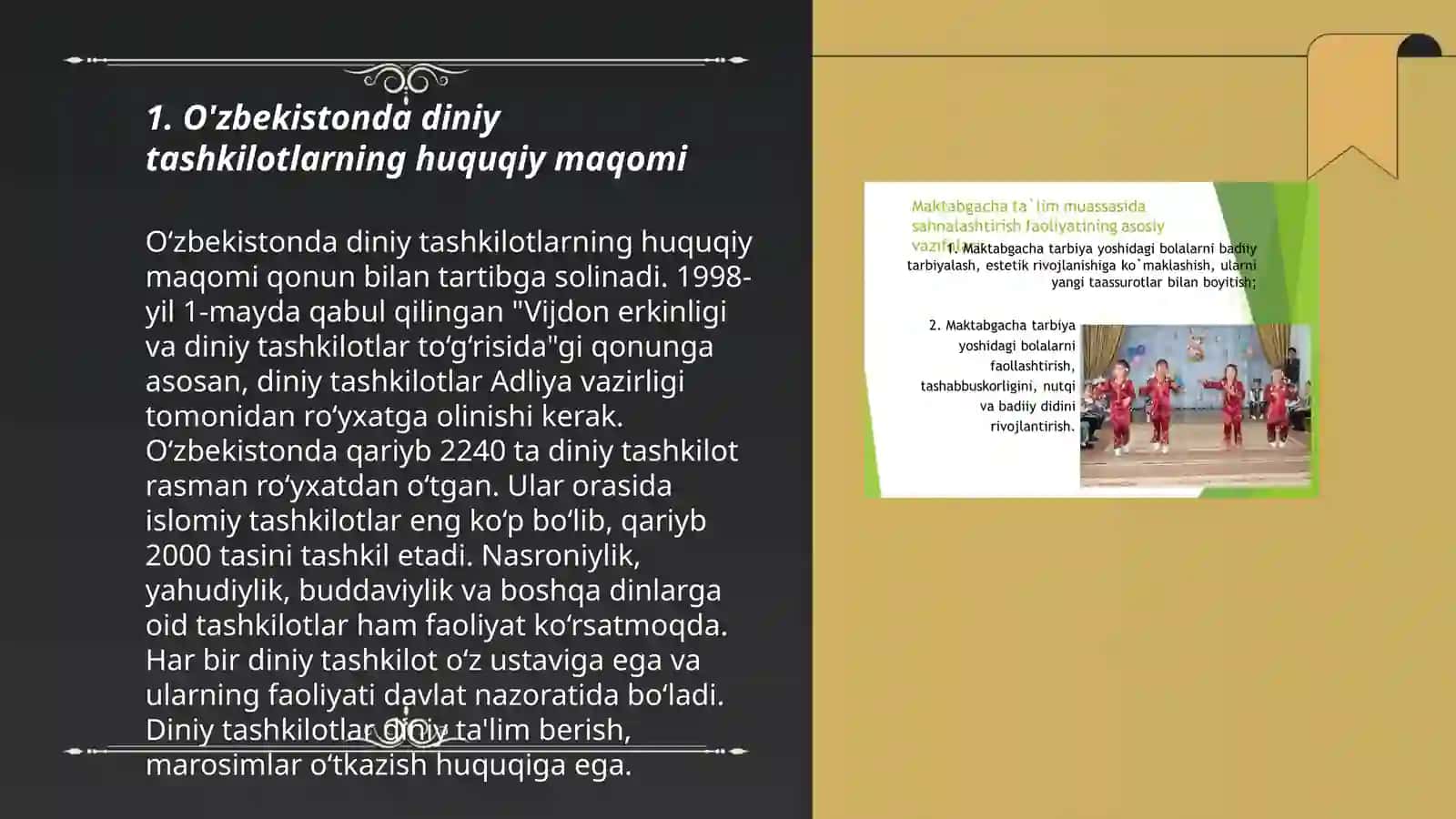 O'zbekistonda diniy tashkilotlar konfetsiyalar faoliyati denamekasi 3