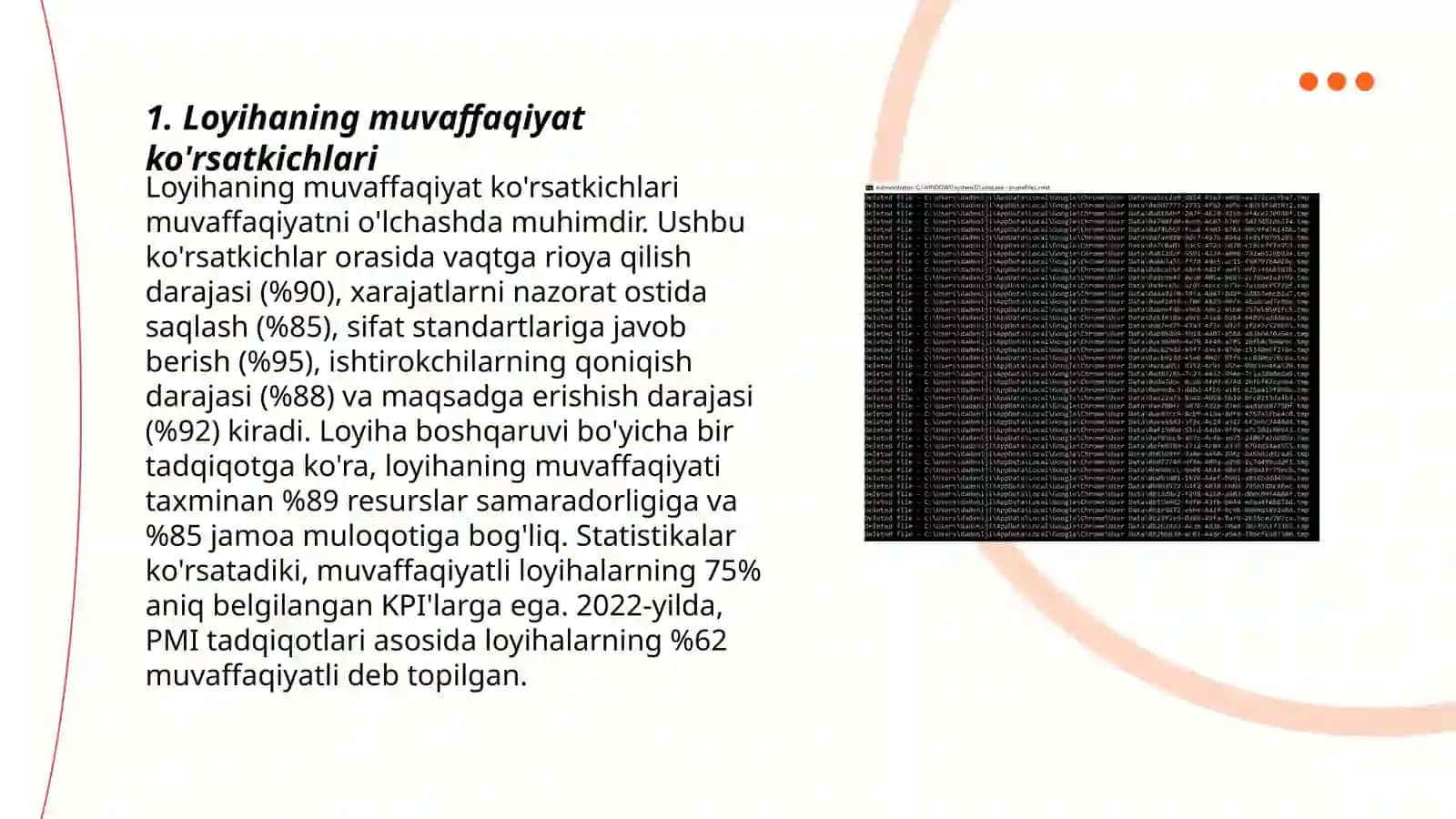 Loyihaning muvaffaqiyat ko'rsatkichlari 3
