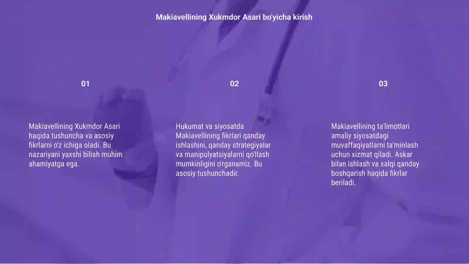 Makiavellining Xukmdor asari bo'yicha 3