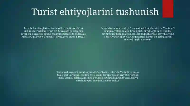 Turistlarga Temir Yo'L Transportida Xizmat Ko‘Rsatish 3