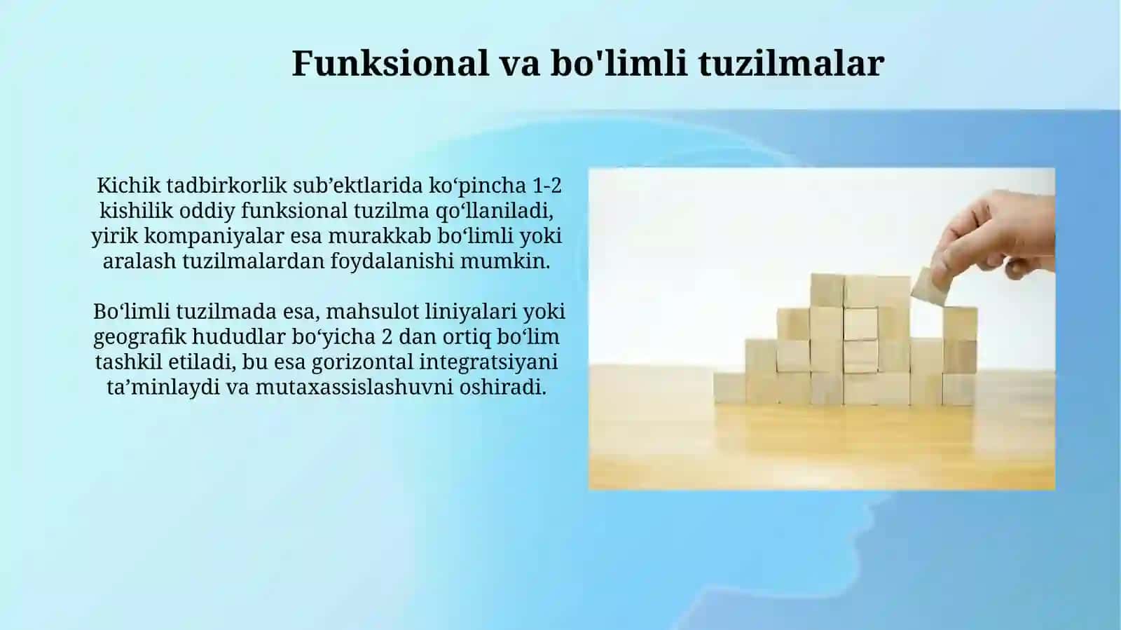 Tadbirkorlik faoliyatining tashkiliy tuzilmasi 3