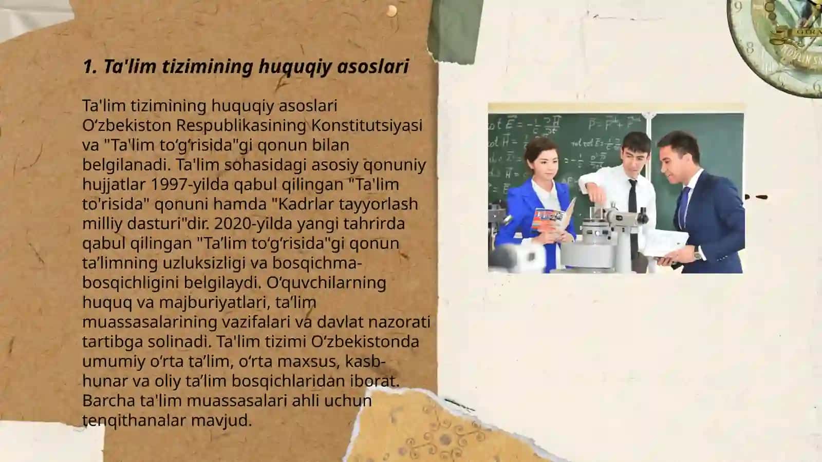 Õzbekiston Respublikasining "Ta'lim tõğrisida"gi qonuni va uning mohiyati 3