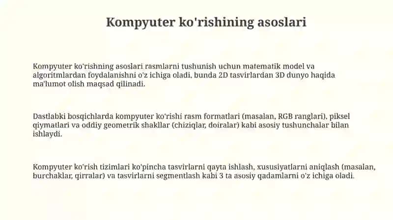 Kompyuter ko'rish(Computer Vison)asoslarvamosollar 3
