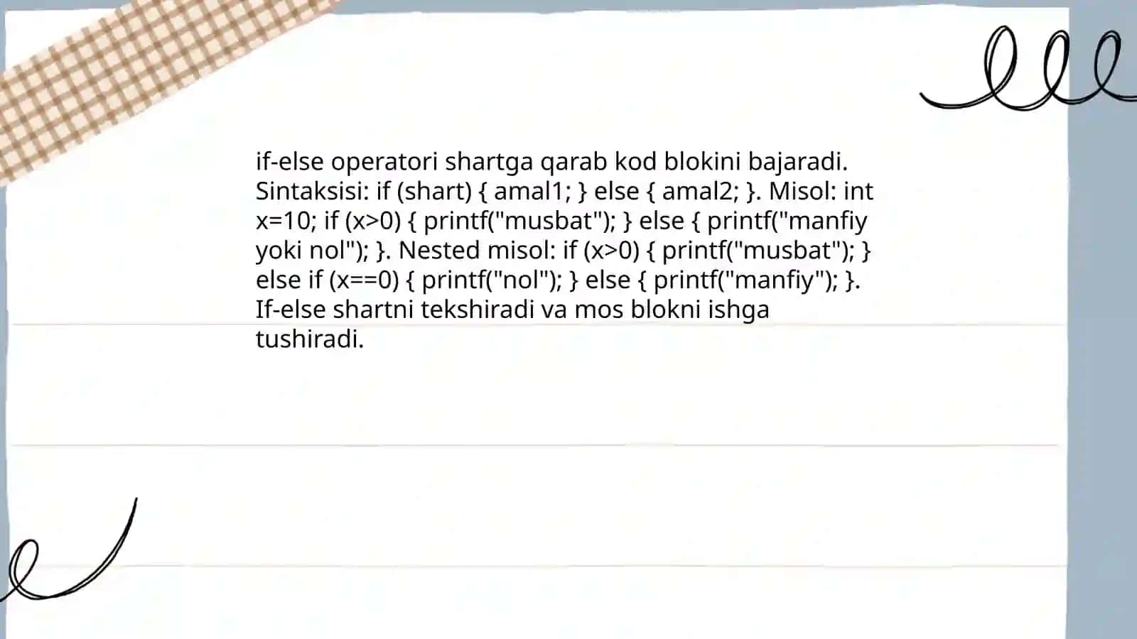 Tanlash operatorlari.For sikl operatorlari 3