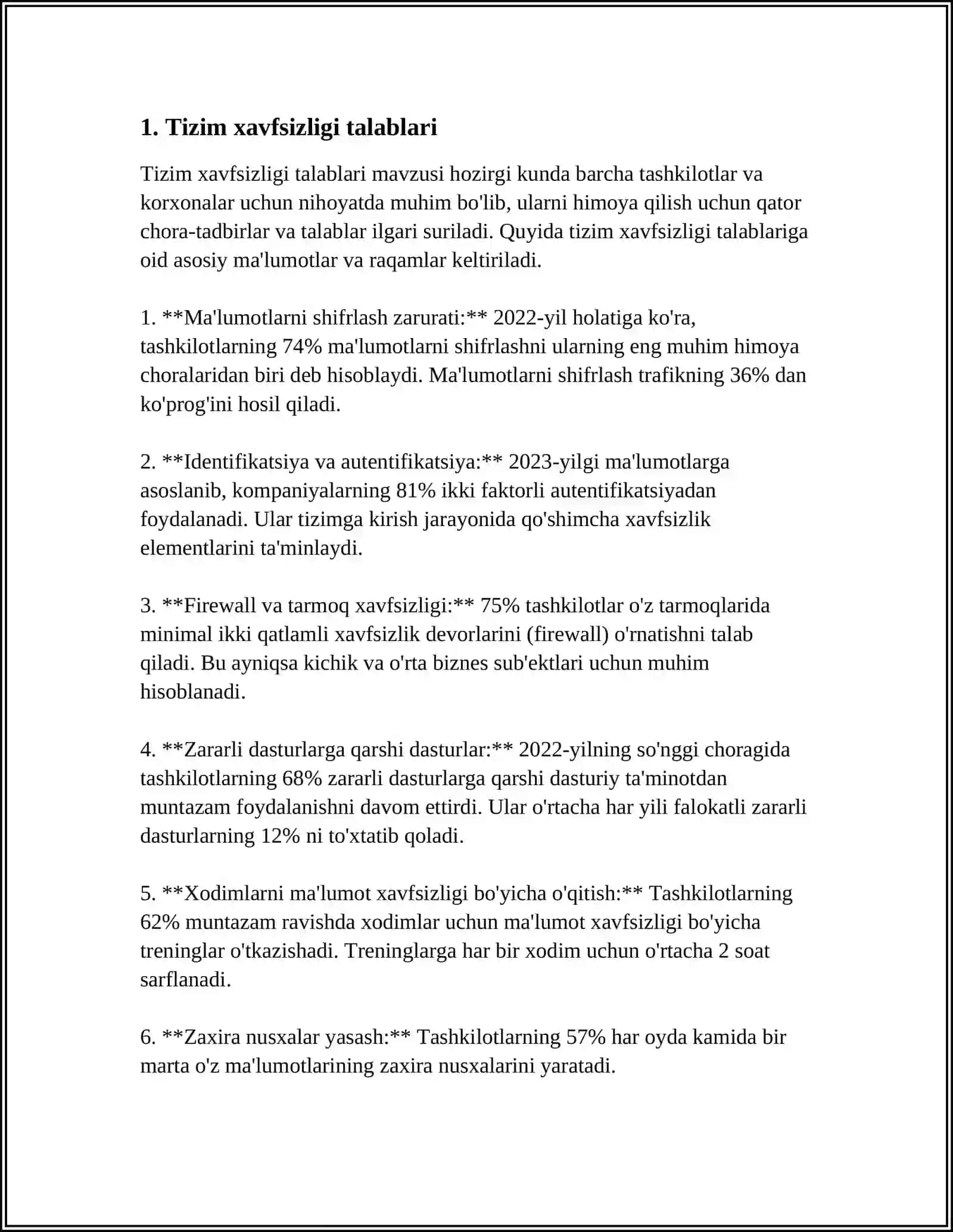 TIZIMLARGA QO'YILADIGAN TALABLAR 3