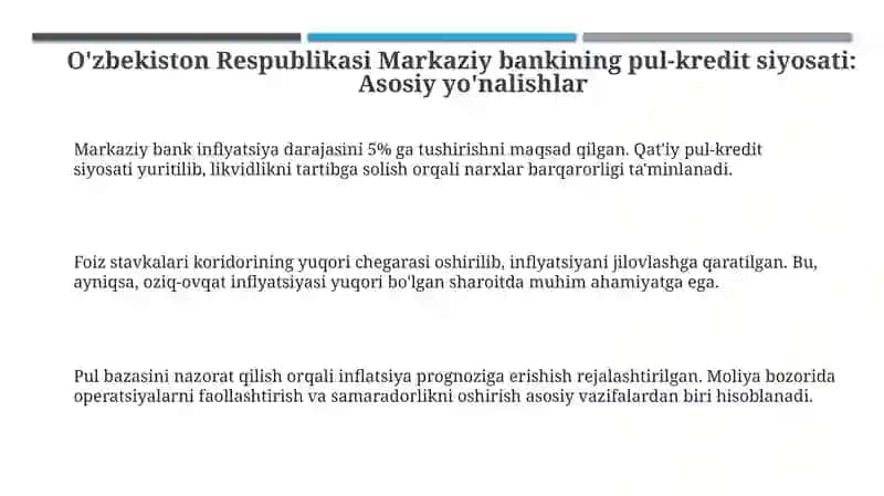 O'zbekiston Respublikasi Markaziy bankining pul kredit siyosati 3