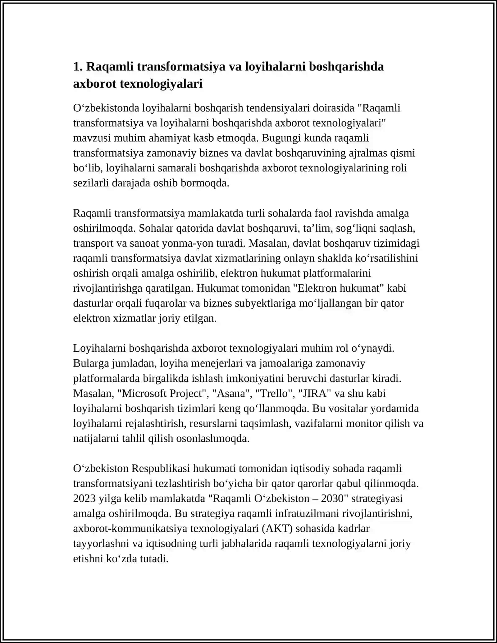 O'ZBEKISTONDA LOYIHALARNI BOSHQARISH TENDENSIYALARI 3