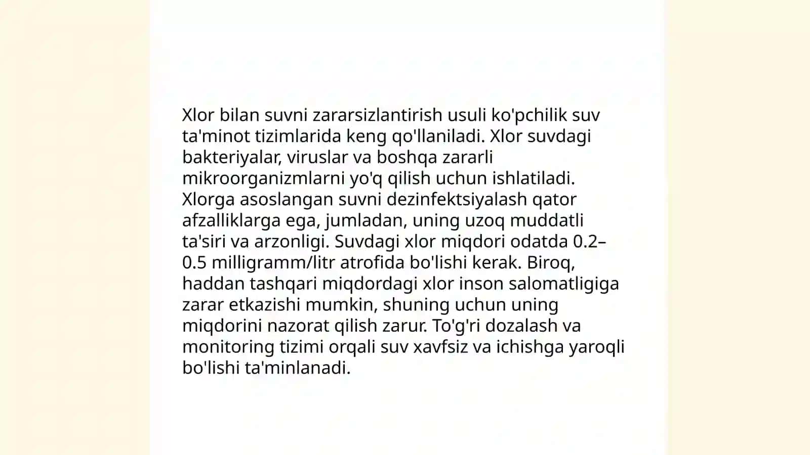 Xlor bilan suvni zararsizlantirish usuli 3