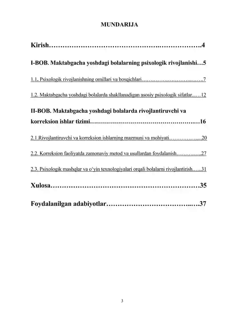 Maktabgacha yoshdagi bolalarda pisixologik rivojlantiruvchi va korreksion ishlar tashkil etish. 3
