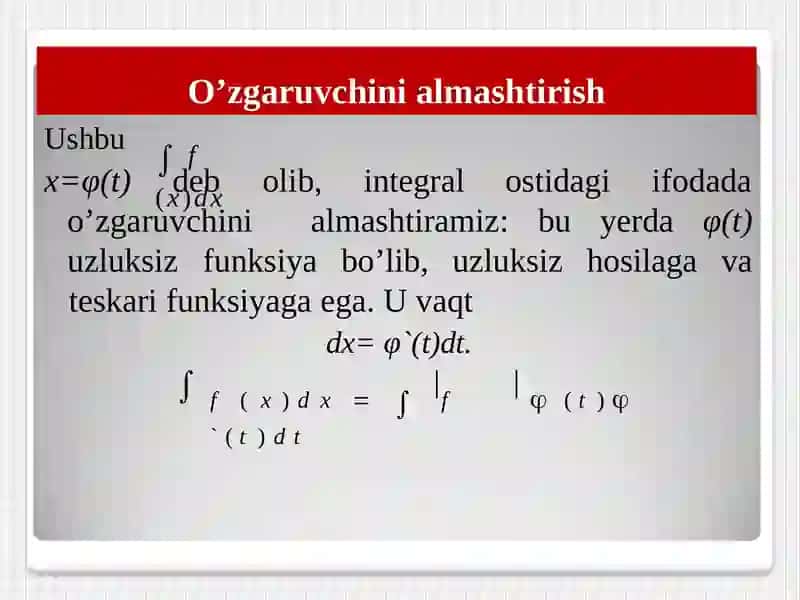 INTEGRALLASH USULLARI 3