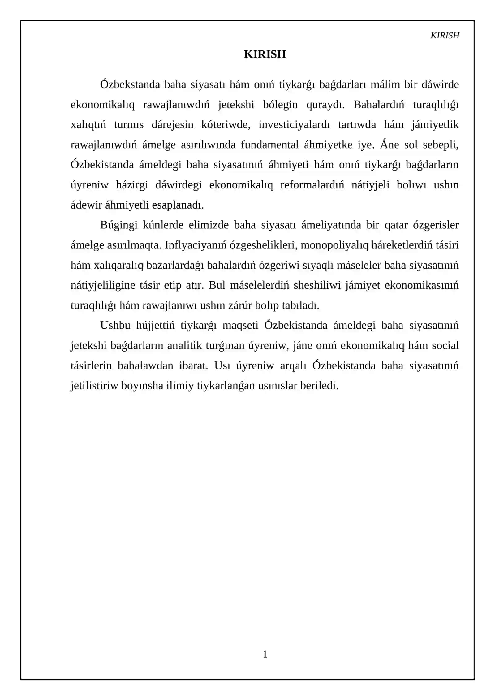Ózbekstanda baha sıyasatı hám onıń tiykarģı baģdarları 3
