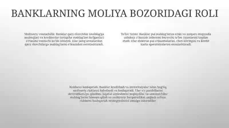 Banklarning Moliya Bozoridagi Faoliyati 3