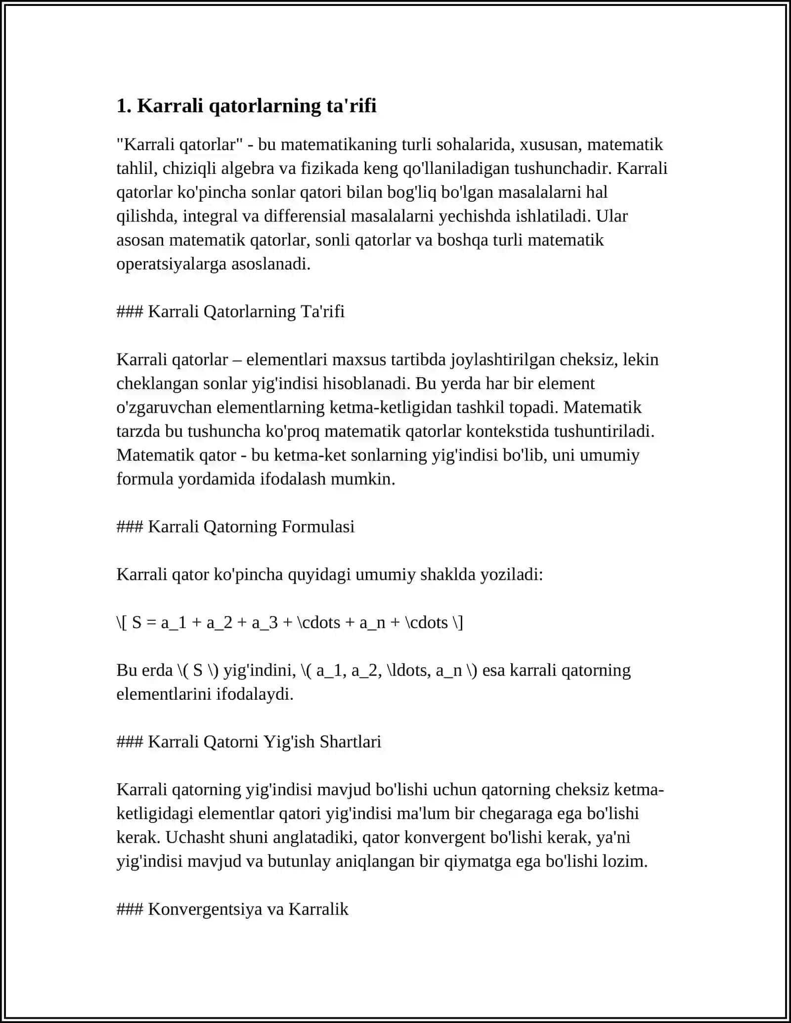 KARRALI QATORLAR 3