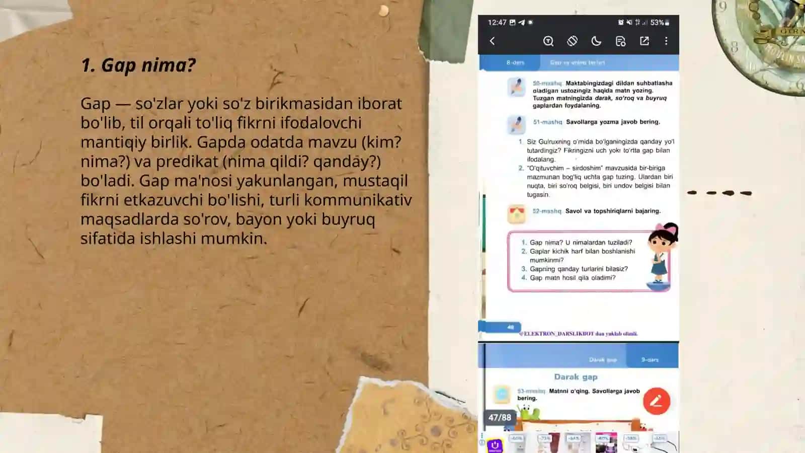 Gap va uning turlari ona tili 3-sinf darsligidan 3