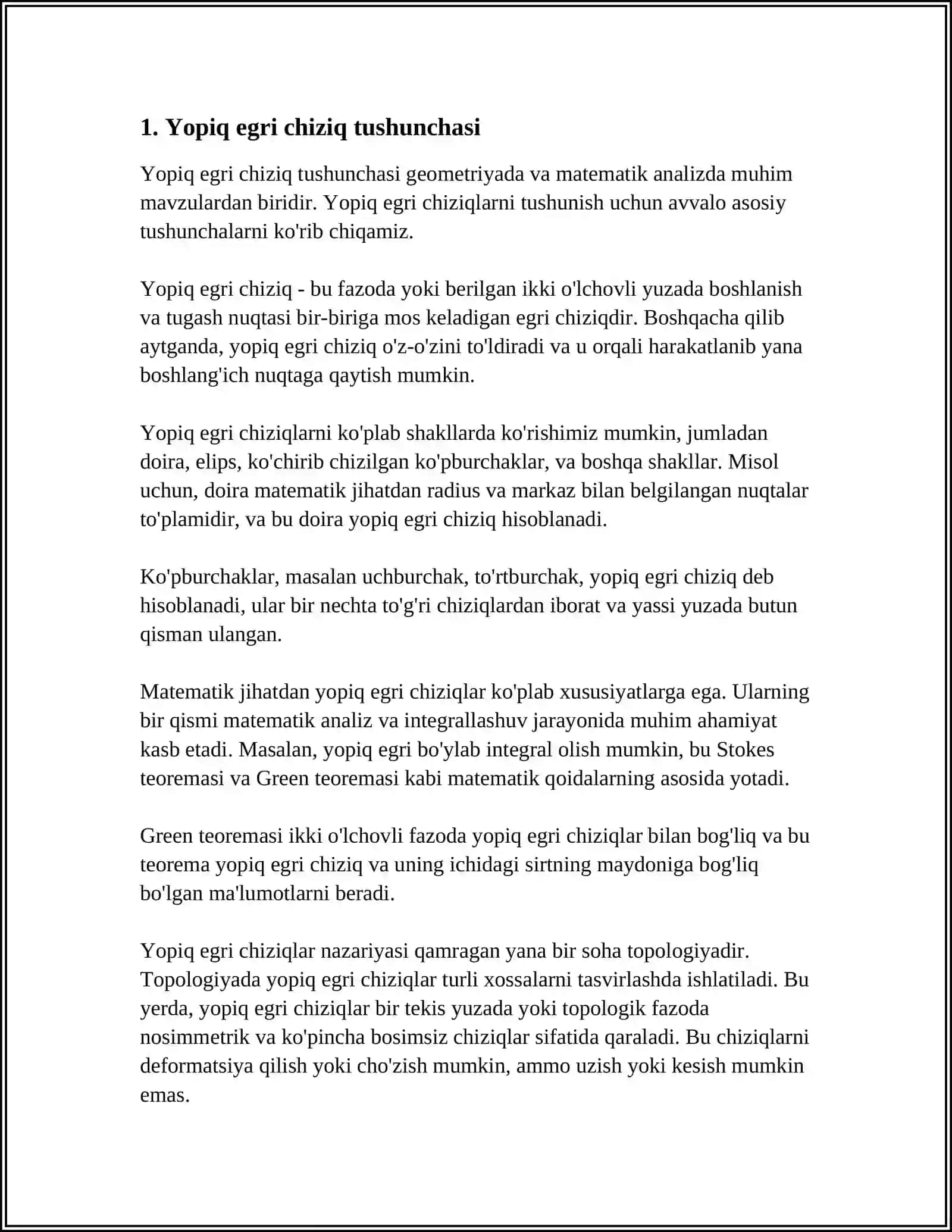 YOPIQ EGRI CHIZIQ BOʻYICHA OLINGAN INTEGRAL 3