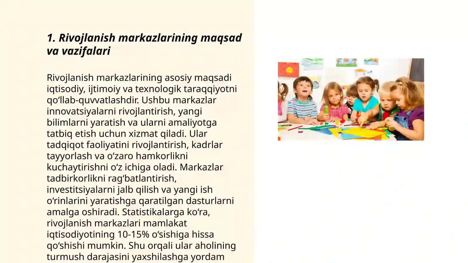 Rivojlanish markazlari faoliyati 3