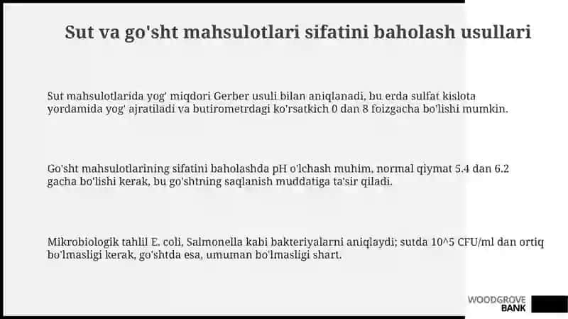 Sut va go'sht mahsulotlarini sifatini aniqlash usullari 3