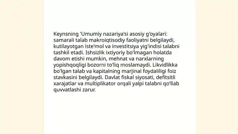 Keyns va keynschilik ta'limoti.Nomukammal raqobat bozori nazariyalari 3