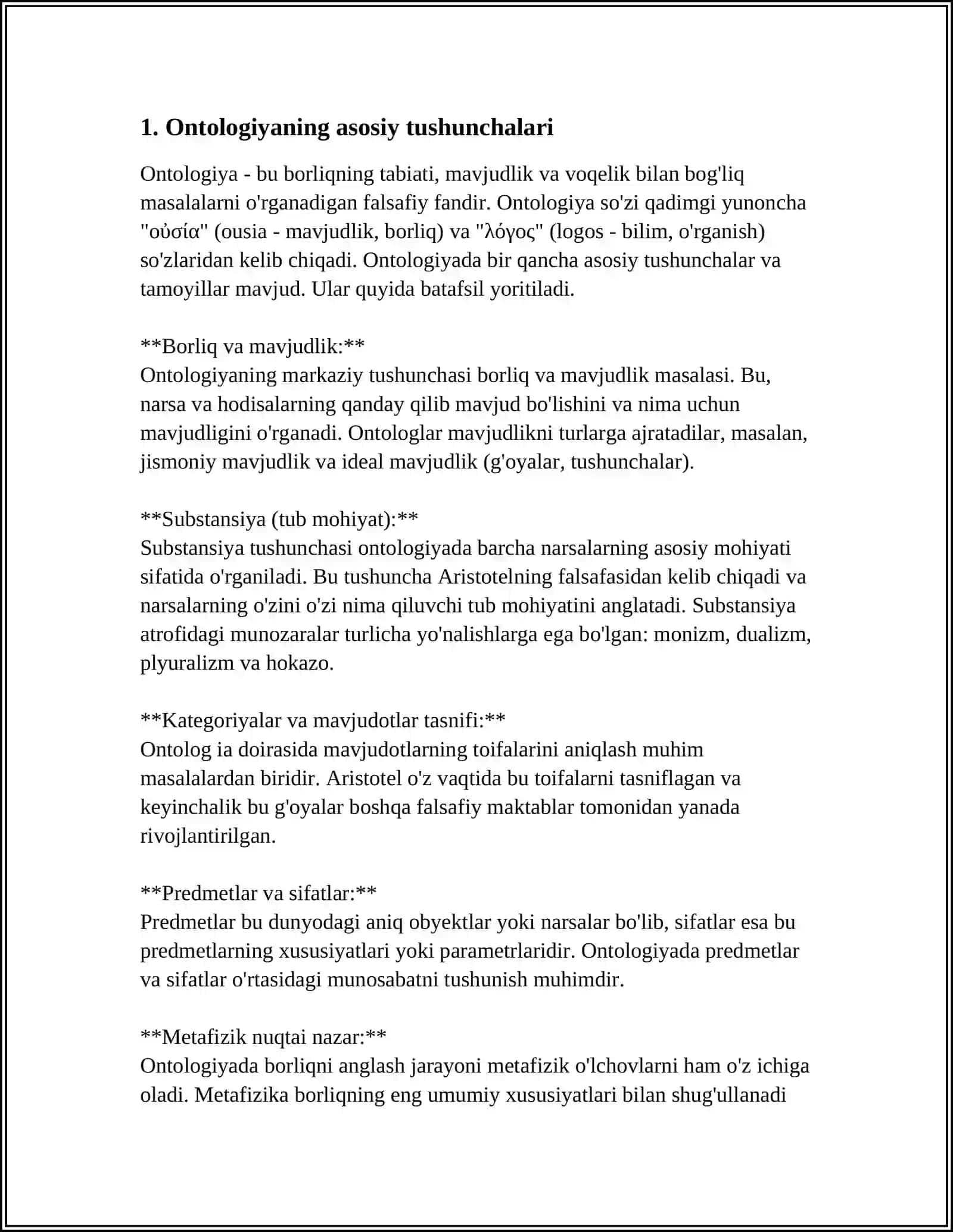 BORLIQ (ONTOLOGIYA) VA RIVOJLANISH FALSAFASI 3