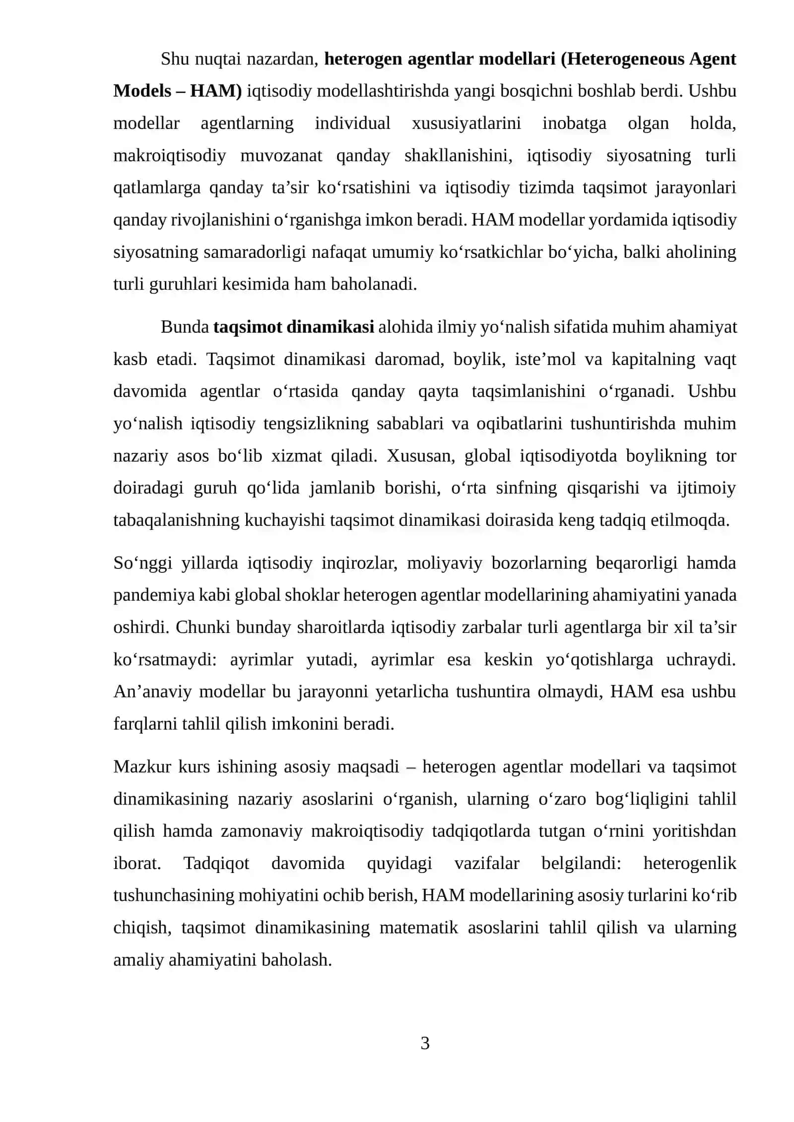 HETEROGEN AGENTLAR MODELLARI (HAM) VA TAQSIMOT DINAMIKASI 3