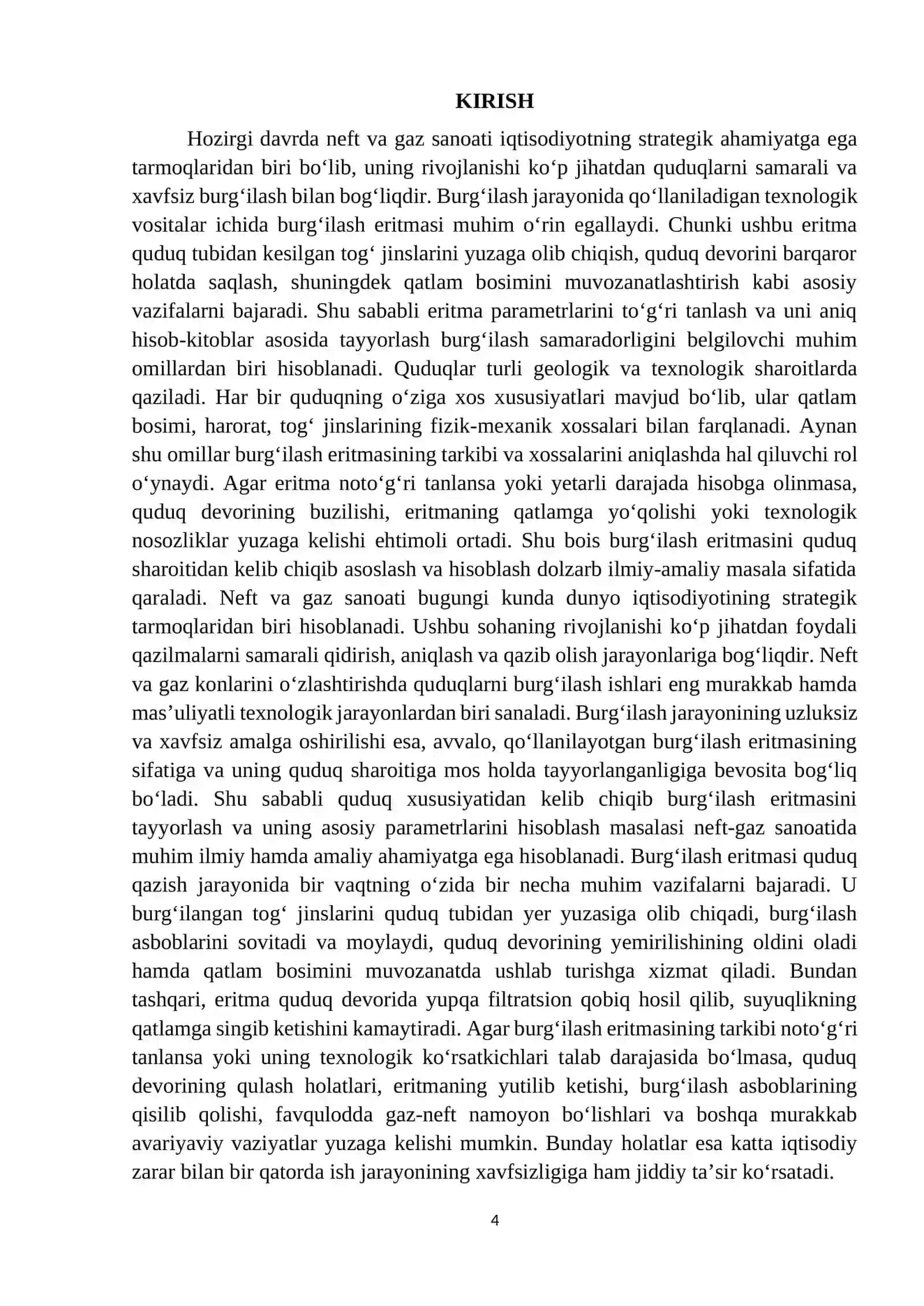 Quduq xususiyatidan kelib chiqib burg’ilash eritmasini tayyorlash hisoblari. 3