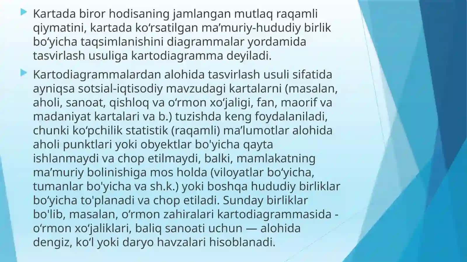 Kartodiagramma va kartogramma usullari. 3