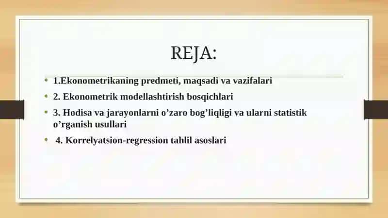 Ekonometrik modellashtirish asoslari 3