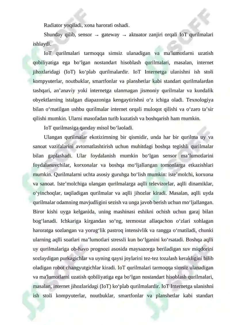 IOT ASOSIDAGI UY QURILMALARINING ISHLASH PRINSIPI (SENSOR, AKTUATOR, GATESHVAY). 3
