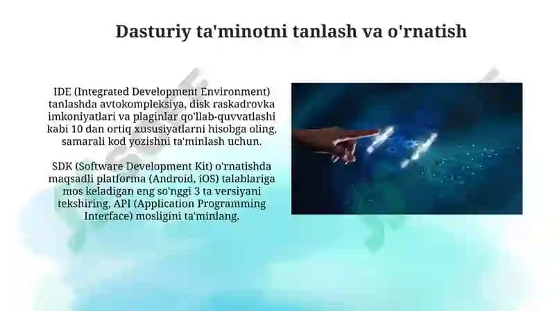 Dasturlash muhiti va vositalarini sozlash hamda birinchi mobil ilovani yaratish jarayoni bosqichlari 3